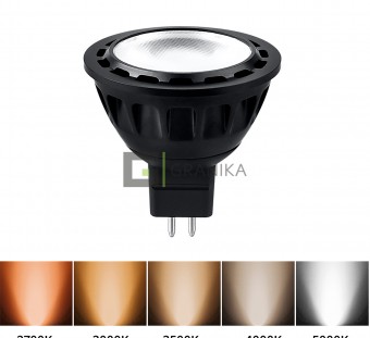 MR16 регулируемая, GU5.3, 12V, CCT 2700-5000K, 36/60°, 5W