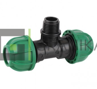 Тройник компрессионный, 25мм x 3/4"НР х 25мм